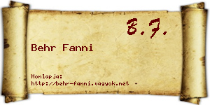 Behr Fanni névjegykártya